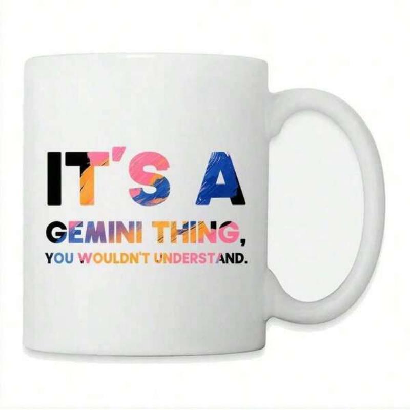 Tailorly White Ceramic 11 oz Mug - Its A Gemini Thing You Wouldnt Understand Artistic Colorful Textured Bold Decorative Typography Patterned Quote