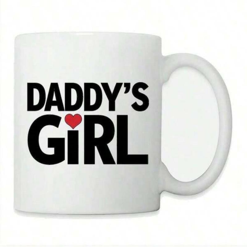 Tailorly White Ceramic 11 oz Mug - Daddys Girl Minimalist Black Typography Featuring A Charming Small Vibrant Red Heart Mug