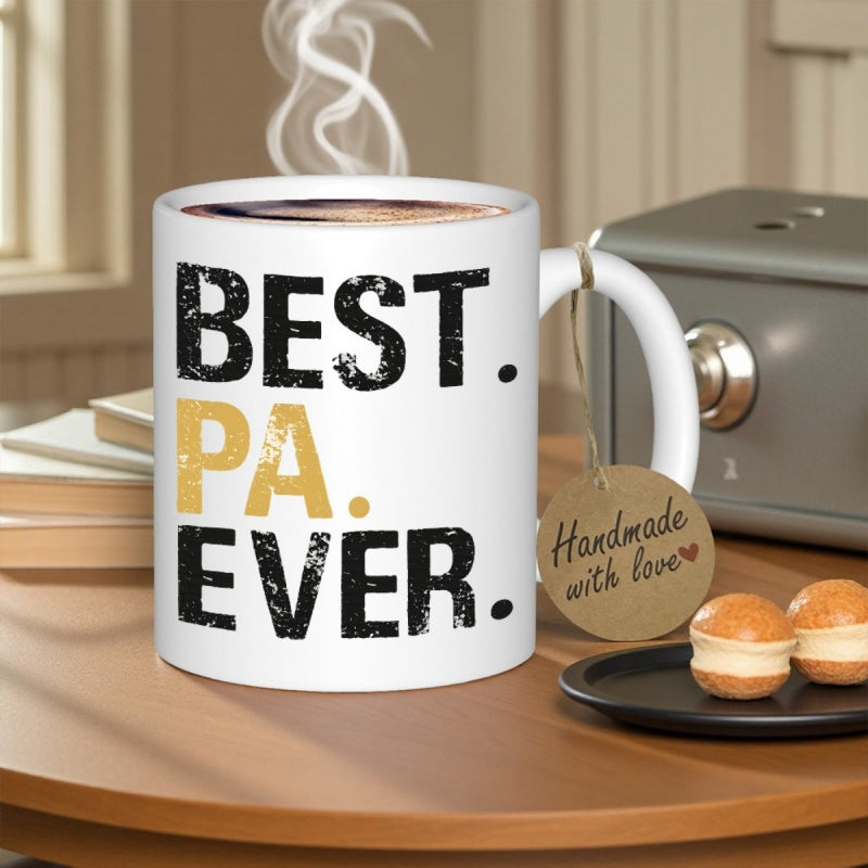Tailorly White Ceramic 11 oz Mug - Best Pa Ever Minimalist Distressed Bold Typography Printed On Classic White Surface Mug