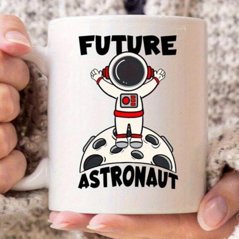 Tailorly White Ceramic 11 oz Mug - Future Astronaut Cute Small Explorer Standing On A Cratered Surface Astronaut