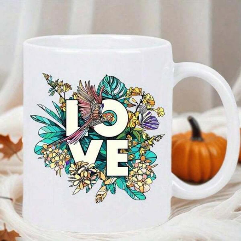 Tailorly White Ceramic 11 oz Mug - Love Vibrant Tropical Parrot Resting Inside Lush Greenery And Exotic Garden Parrot
