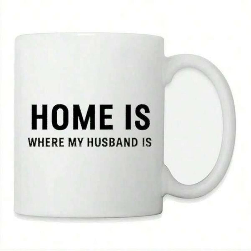 Tailorly White Ceramic 11 oz Mug - Home Is Where My Husband Is Minimalist Bold Typography Set In Clean Straight Lines Text