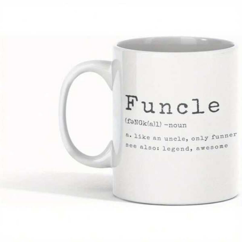 Tailorly White Ceramic 11 oz Mug - Funcle Minimalist Black Typewriter Text Set Against A Clean