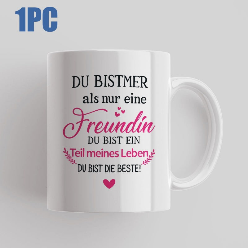 Tailorly White Ceramic 11 oz Mug - Pure With Pink Heart Patterns And Elegant Lettering Mug
