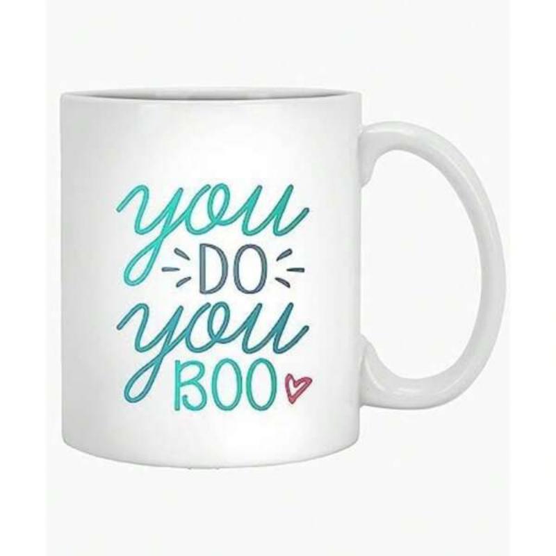 Tailorly White Ceramic 11 oz Mug - You Do You Boo Hand Lettered Inspirational Quote Featuring Artistic Script And A Tiny Heart Sign