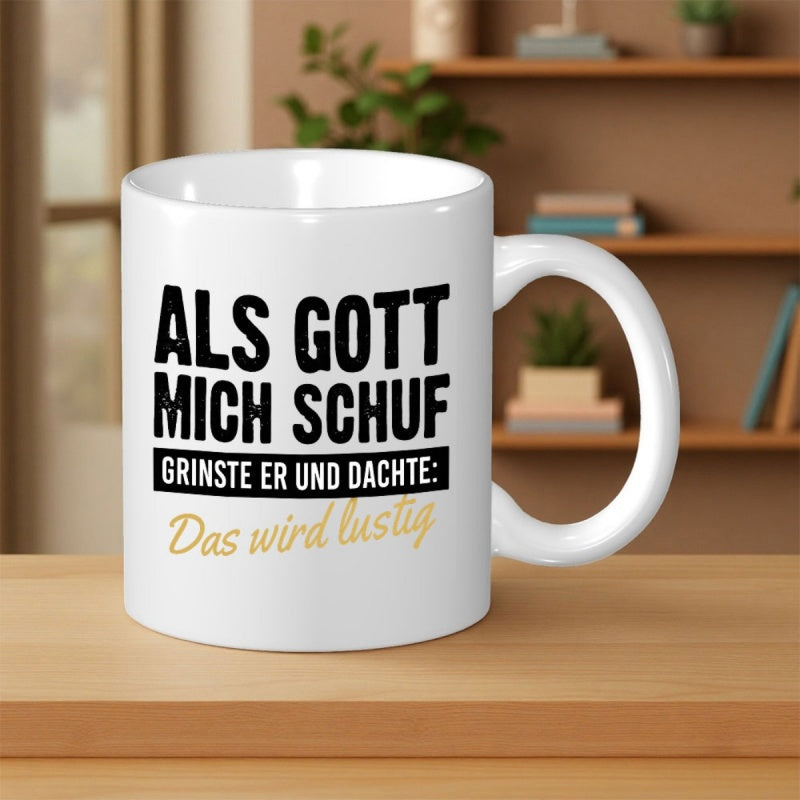 Tailorly White Ceramic 11 oz Mug - Minimalist Black And Gold German Slogan On Smooth White Ceramic Morning Coffee Mug