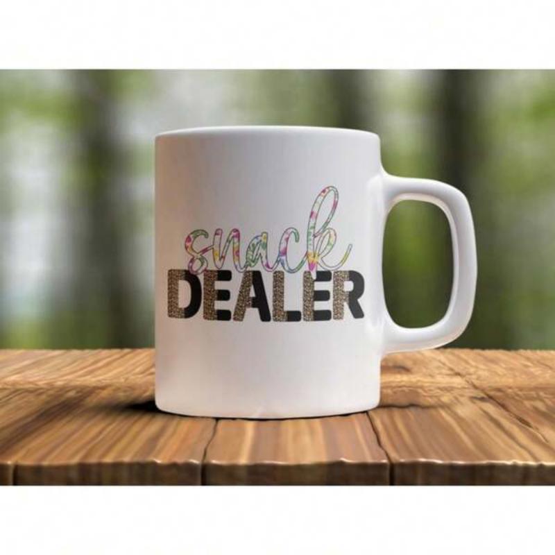 Tailorly White Ceramic 11 oz Mug - Snack Dealer Minimalist Ceramic Surface Featuring Leopard Print Pattern Among Blurred Green Nature Mug