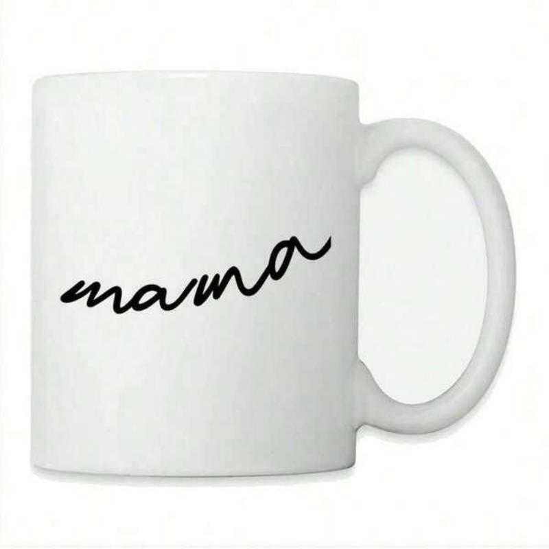 Tailorly White Ceramic 11 oz Mug - Mama Elegant Hand Written Script On A Simple