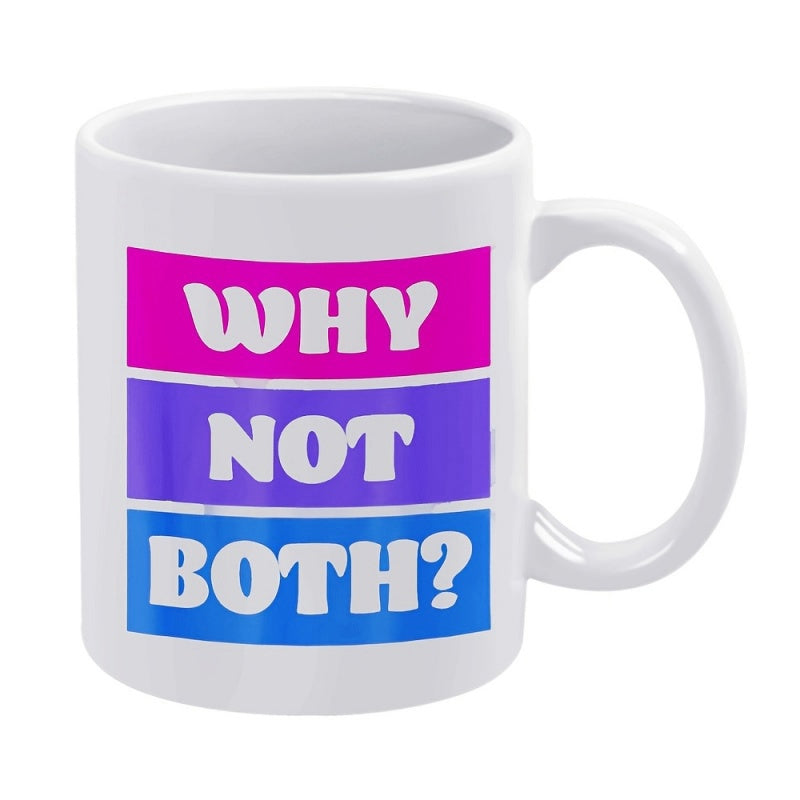 Tailorly White Ceramic 11 oz Mug - Why Not Both Vibrant Pink Purple And Blue Pride Flag Blocks Mug