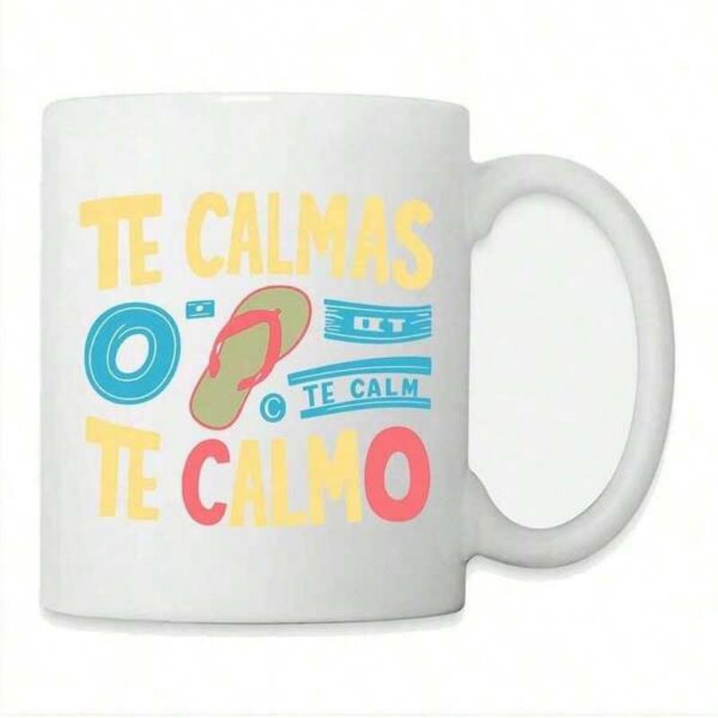 Tailorly White Ceramic 11 oz Mug - Vibrant Colorful Tropical Style Floating Among Abstract Decorative Stripes Flip Flop