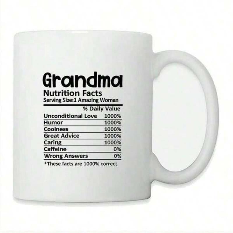 Tailorly White Ceramic 11 oz Mug - Grandma Nutrition Facts Creative Nutritional Label Design Printed On A Smooth Ceramic