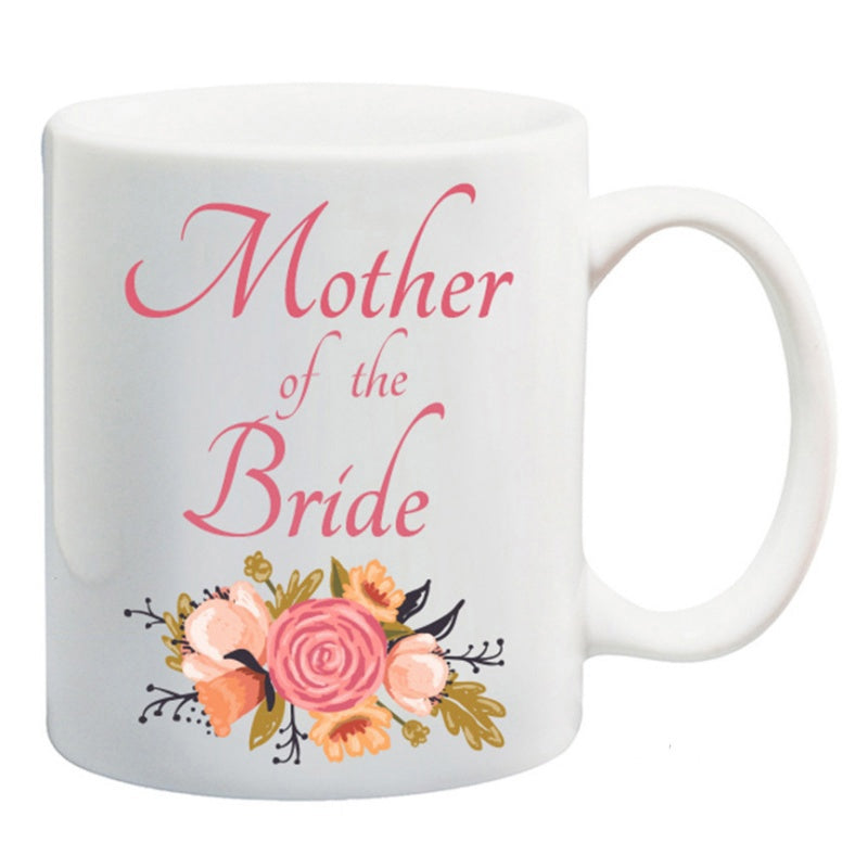 Tailorly White Ceramic 11 oz Mug - Mother Of The Bride Beautifully Arranged Pink Roses With Soft Green Leaves And Decorative Petals Flower