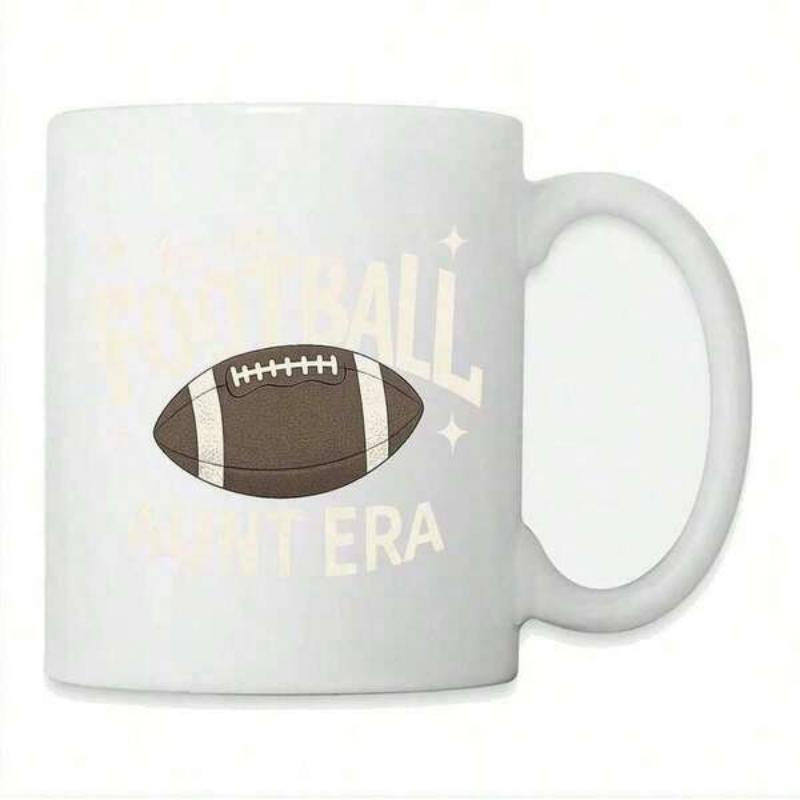 Tailorly White Ceramic 11 oz Mug - Football Era Classic Brown Leather Ball With White Laces And Stitched Stripes Football