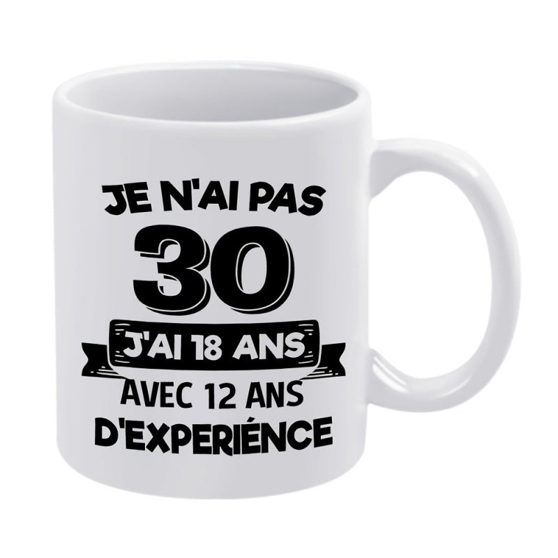 Tailorly White Ceramic 11 oz Mug - Minimalist Typography Design With Decorative Ribbons And Bold Numerals Mug