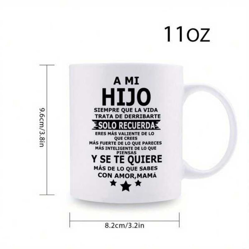Tailorly White Ceramic 11 oz Mug - Inspirational Sentiments Arranged In Bold Vertical Lines With Tiny Stars Typography