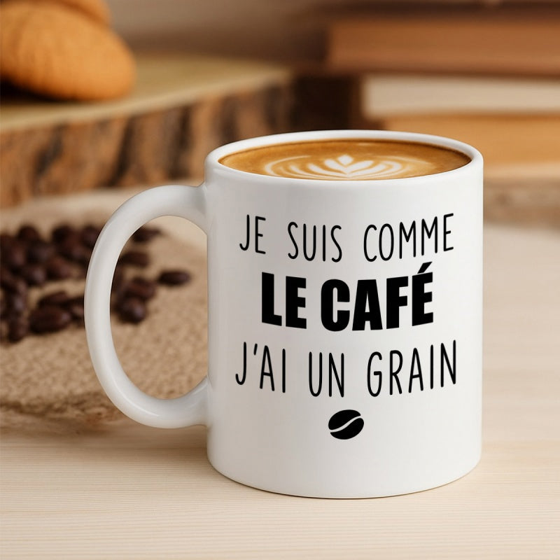 Tailorly White Ceramic 11 oz Mug - Minimalist White Ceramic Cup With Creamy Latte Art And Small Bean Mug