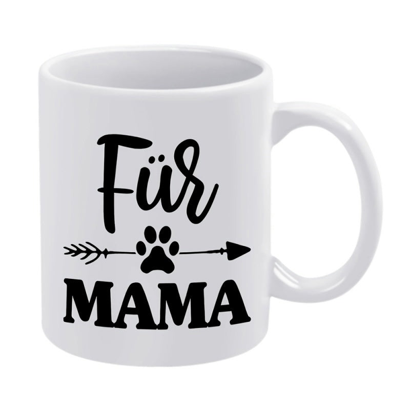 Tailorly White Ceramic 11 oz Mug - Mama Minimalist Black Decorative Arrow Featuring A Small Heartfelt Paw Print