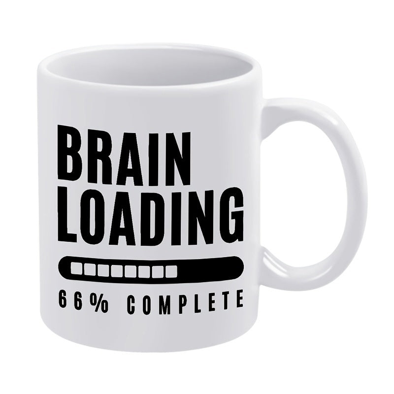 Tailorly White Ceramic 11 oz Mug - Brain Loading 66 Complete Minimalist Progress Bar Showing Incomplete Status On Simple Clean Background Mug