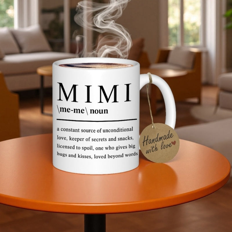 Tailorly White Ceramic 11 oz Mug - Mimi Minimalist Definition Layout With Dictionary Style Description Details Mug