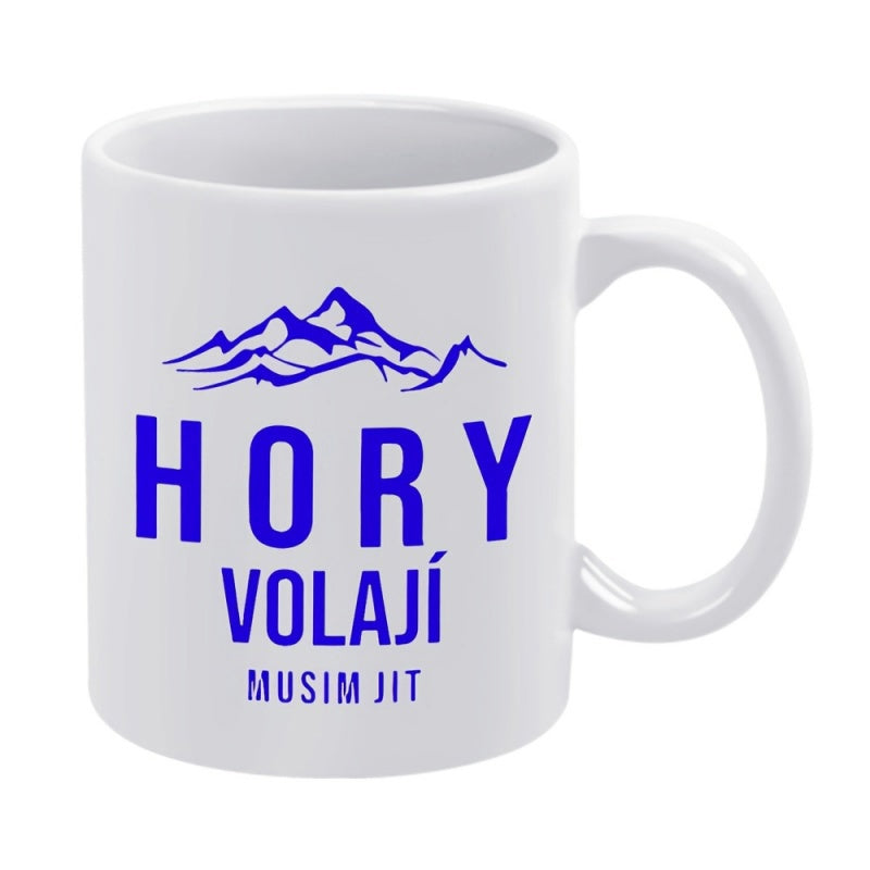Tailorly White Ceramic 11 oz Mug - Sharp Blue Ridges Standing Tall Above Minimalist Wilderness Inspired Scenery Mountains