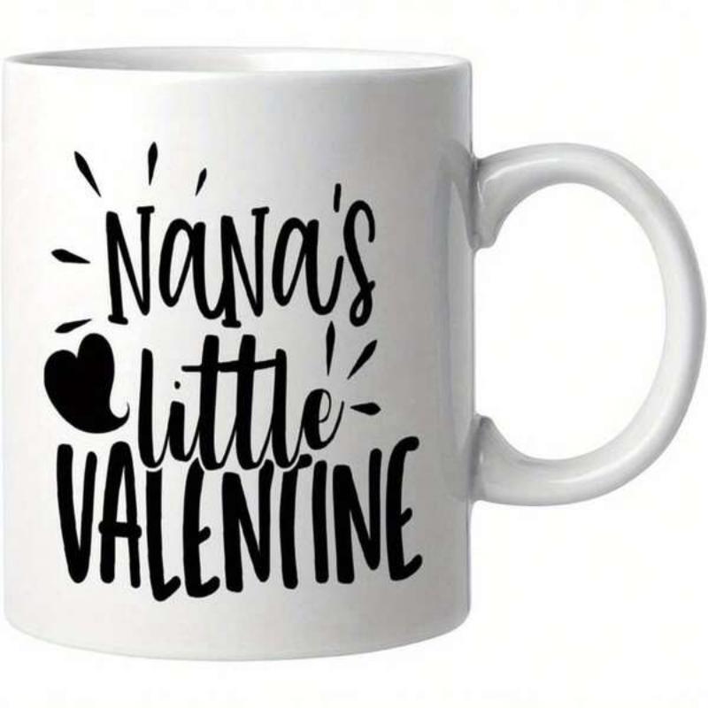 Tailorly White Ceramic 11 oz Mug - Nanas Little Valentine Minimalist Black Heart With Radiant Sparkle Lines On Ceramic Mug