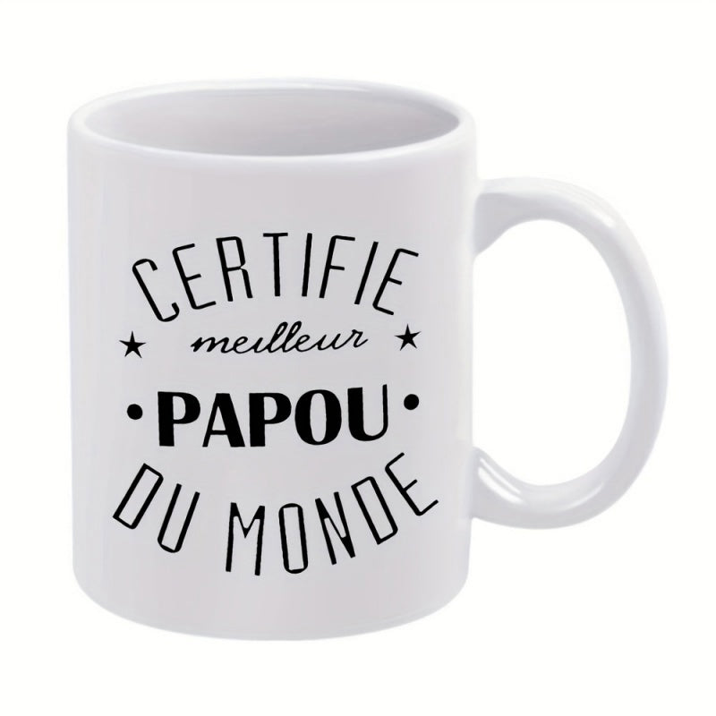 Tailorly White Ceramic 11 oz Mug - Minimalist White Ceramic Drinkware Featuring Bold Black Typography And Decorative Stars Mug