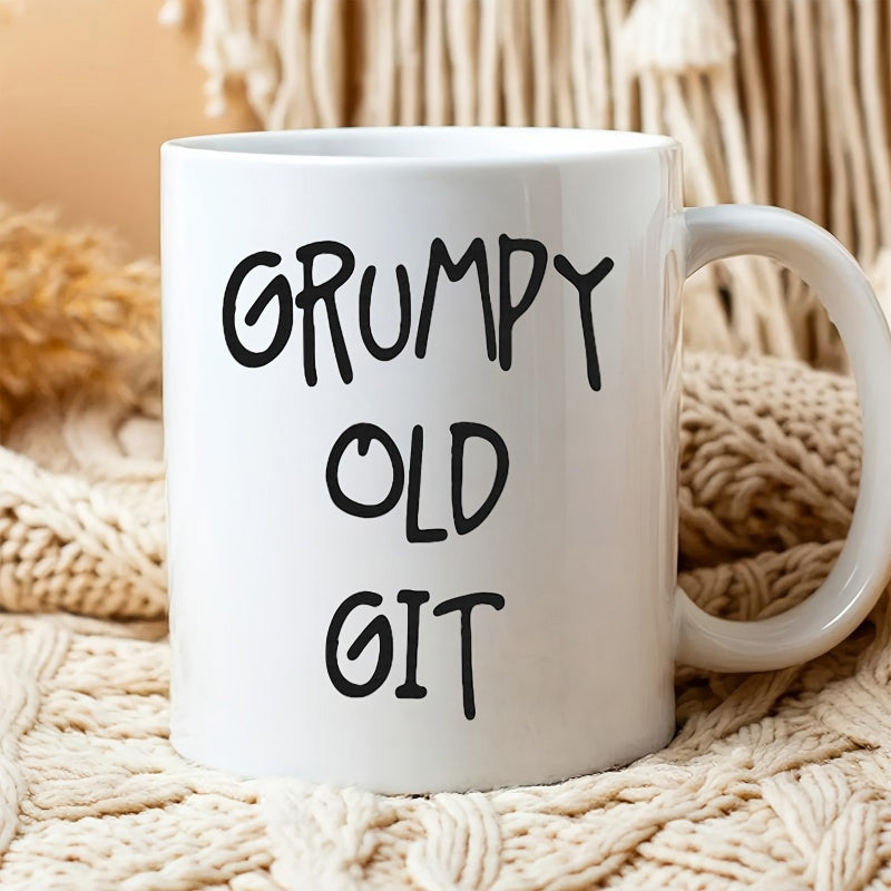 Tailorly White Ceramic 11 oz Mug - Grumpy Old Git Smooth With Simple Bold Black Hand Drawn Lettering Mug