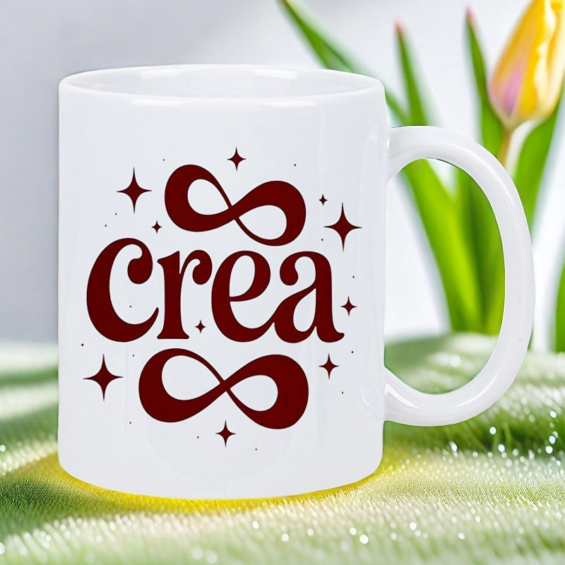 Tailorly White Ceramic 11 oz Mug - Crea Minimalist Red Infinity Symbols Surrounded By Small Sparkling Stars Mug