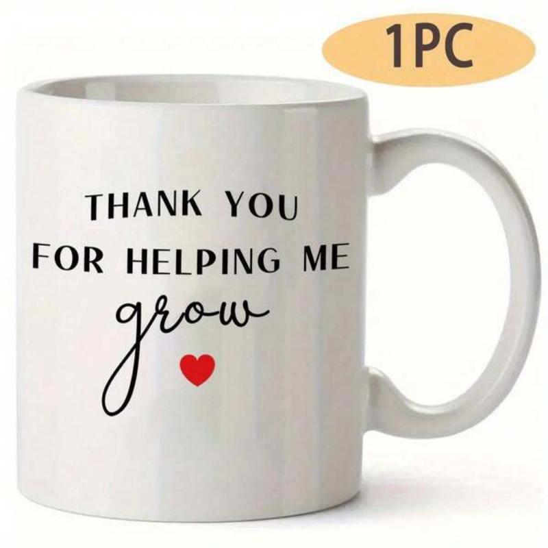 Tailorly White Ceramic 11 oz Mug - Thank You For Helping Me Grow Minimalist Red Heart Centered On A Polished White Surface Mug