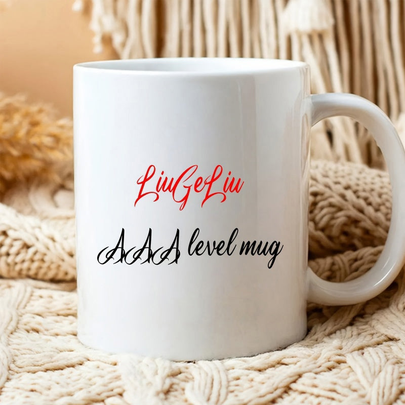 Tailorly White Ceramic 11 oz Mug - LiuGeLiu AAA Level Mug Elegant White Ceramic Texture Resting On A Soft Knitted Surface Mug