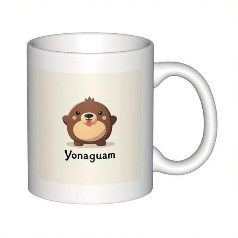 Tailorly White Ceramic 11 oz Mug - Yonaguam Adorable Chubby Brown Animal Smiling On A Neutral Background Otter