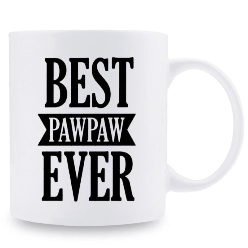 Tailorly White Ceramic 11 oz Mug - Best Pawpaw Ever Bold Black Serif Typography Featuring A Minimalist Horizontal Ribbon Banner Mug