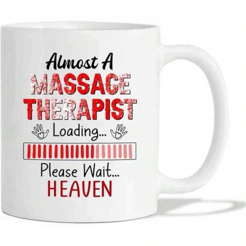 Tailorly White Ceramic 11 oz Mug - Almost A Massage Therapist Loading Please Wait Heaven Featuring A Red Progress Loading Bar With Small Heart Hand Icons Mug