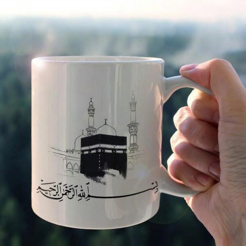 Tailorly White Ceramic 11 oz Mug - Iconic Black Cube Building Surrounded By Delicate Minarets Under Soft Morning Light Kaaba