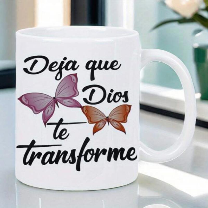 Tailorly White Ceramic 11 oz Mug - Delicate Elegant Winged Insects With Vibrant Colors Resting On A Surface Butterfly