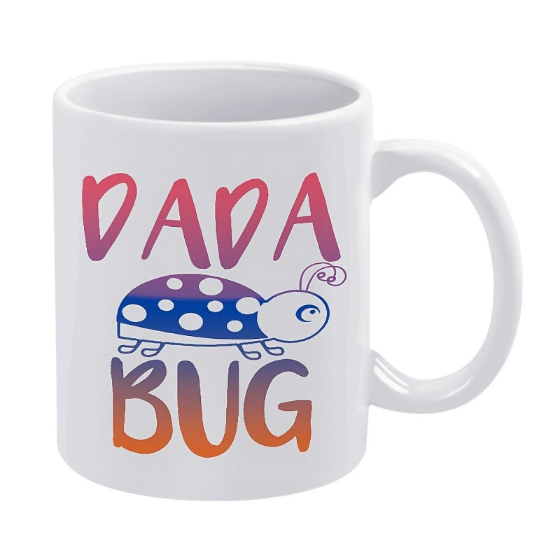 Tailorly White Ceramic 11 oz Mug - Dada Bug Colorful Artistic Character With Polka Dots And Cheerful Stylized Lettering Ladybug