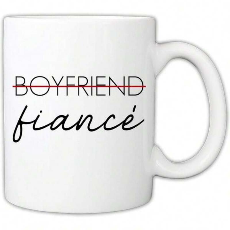 Tailorly White Ceramic 11 oz Mug - Boyfriend Fiancé Minimalist Black Text With Red Strike Through Line Modern Elegant Sign