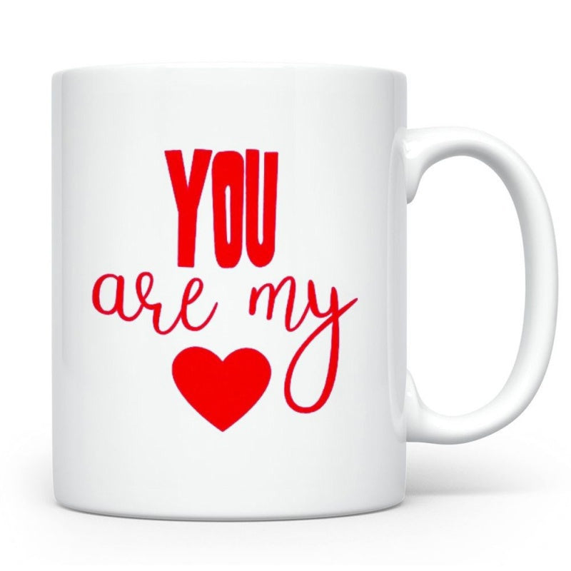 Tailorly White Ceramic 11 oz Mug - You Are My Romantic Vibrant Red Graphic Centered In Clean Modern Minimalist Style Heart