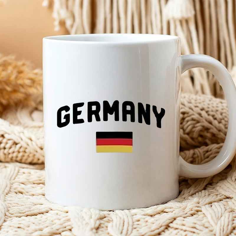 Tailorly White Ceramic 11 oz Mug - Germany Horizontal Stripes Of Black Red And Gold Representing National Pride Mug