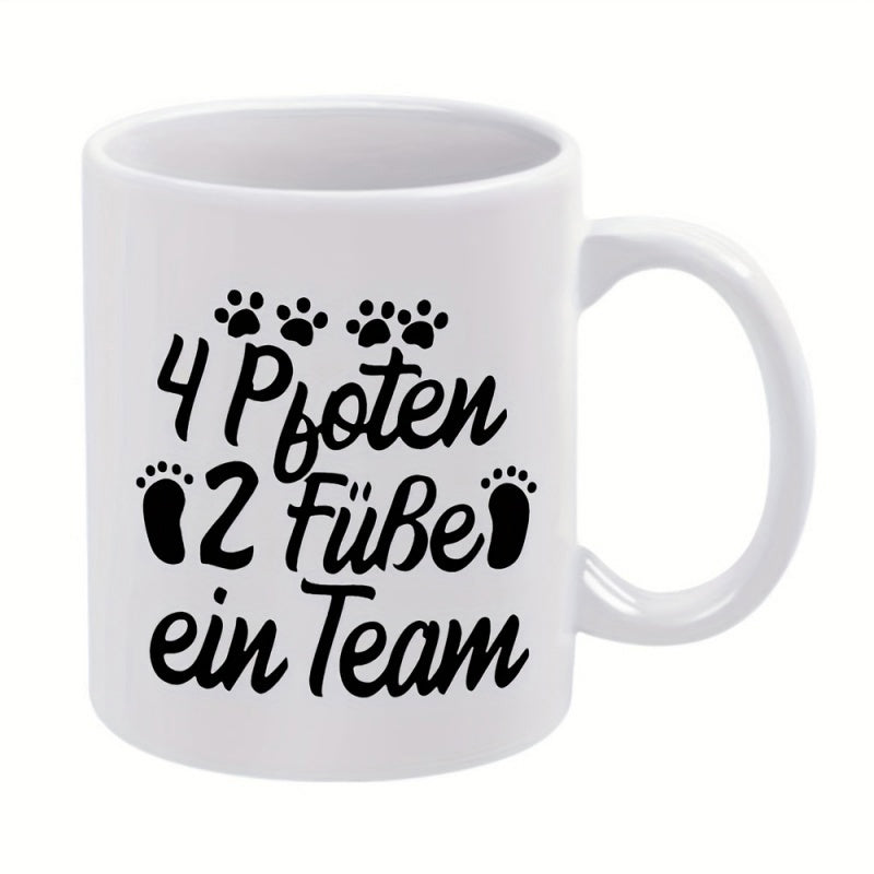 Tailorly White Ceramic 11 oz Mug - Minimalist Black Design Featuring Cute Footprints And Sweet Pet Animal Paw Print