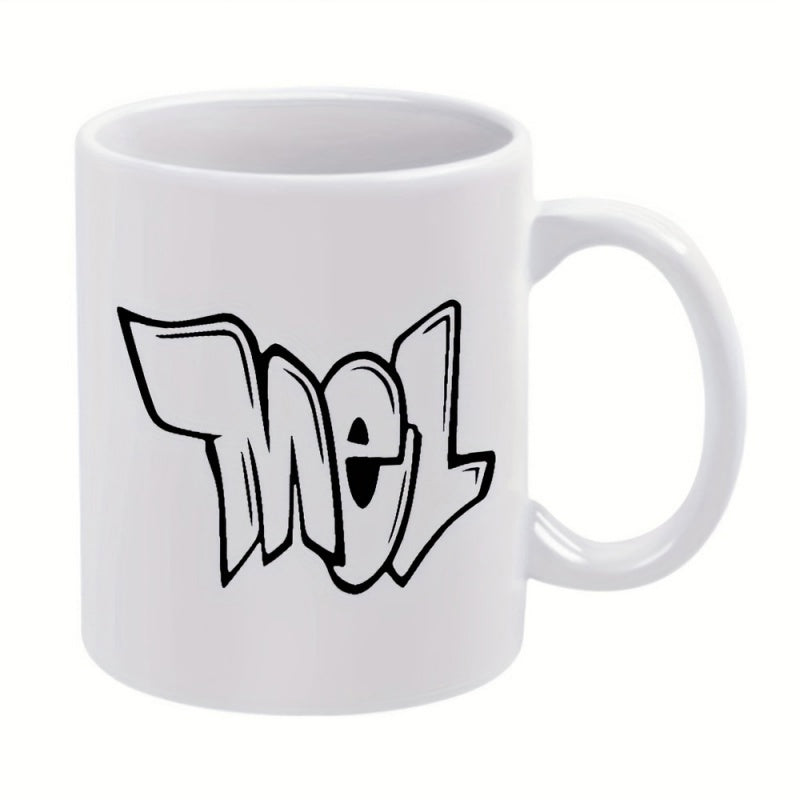 Tailorly White Ceramic 11 oz Mug - Mel Bold Urban Street Style Graffiti Lettering On A Minimalist Ceramic