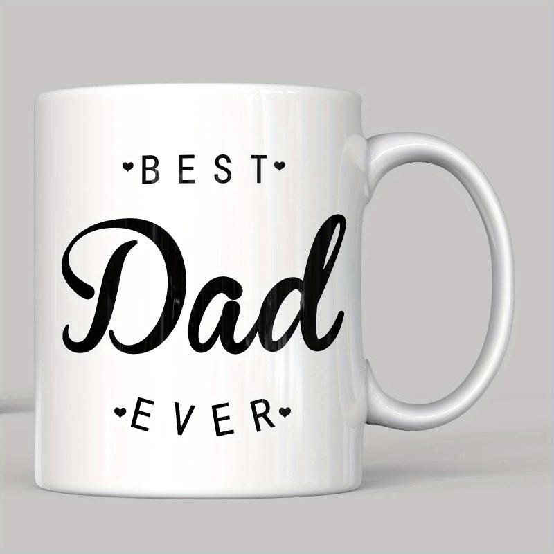 Tailorly White Ceramic 11 oz Mug - Best Dad Ever Minimalist Black Typography Featuring Small Hearts Flanking Centered Script Sign