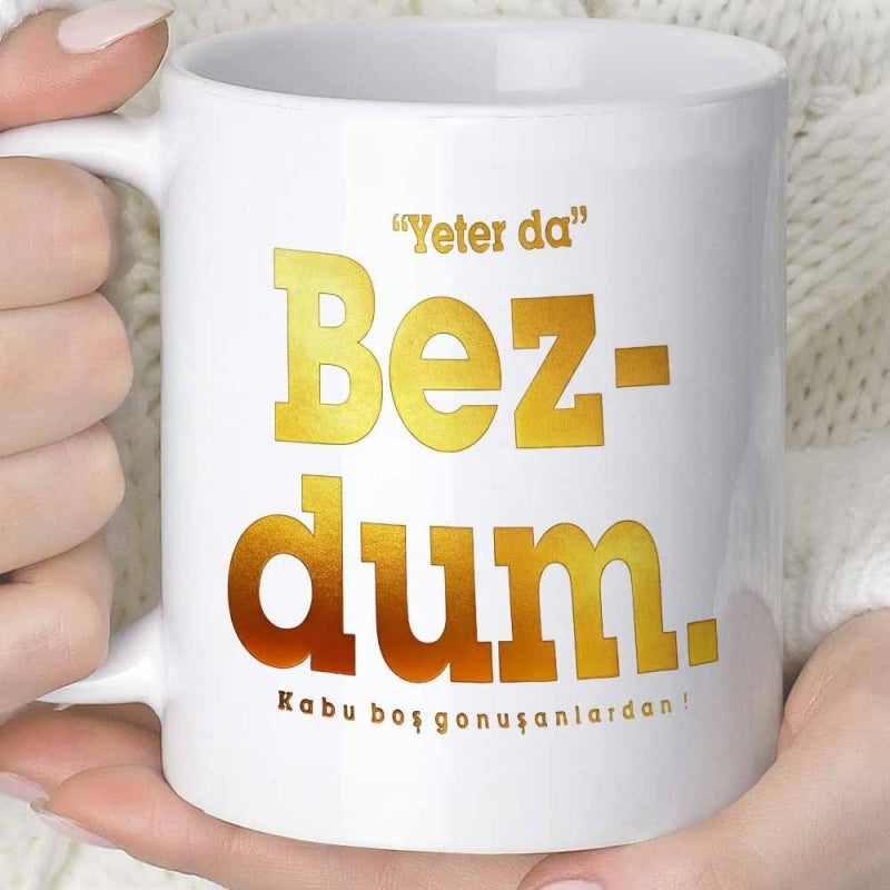 Tailorly White Ceramic 11 oz Mug - Bold Vibrant Yellow Gradient Typography With Classic Serif Aesthetic Graphic
