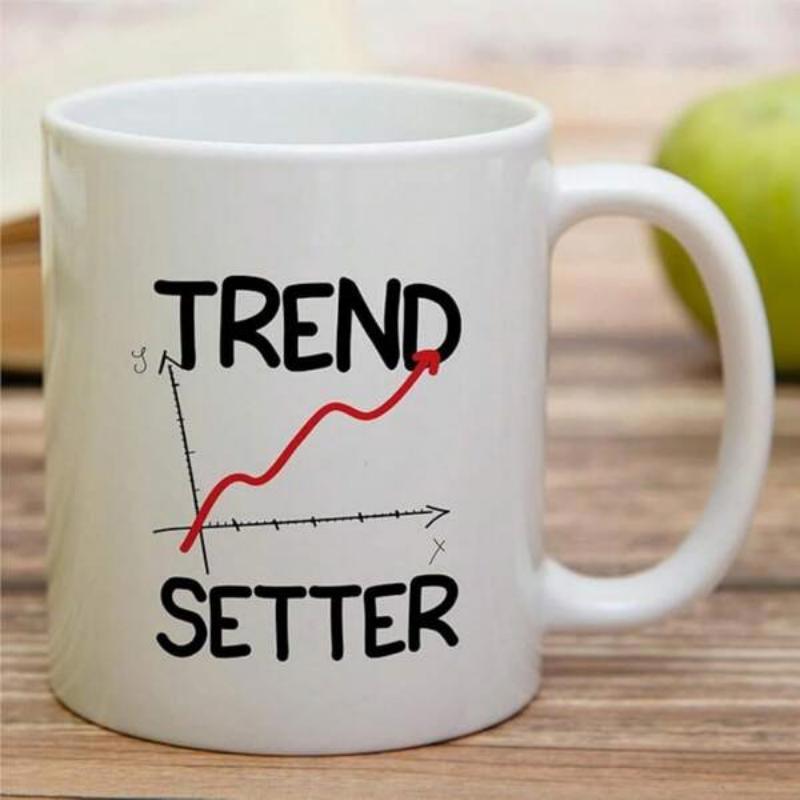 Tailorly White Ceramic 11 oz Mug - Trend Setter Increasing Line Graph Symbolizing Success With A Bold Red Upward Chart