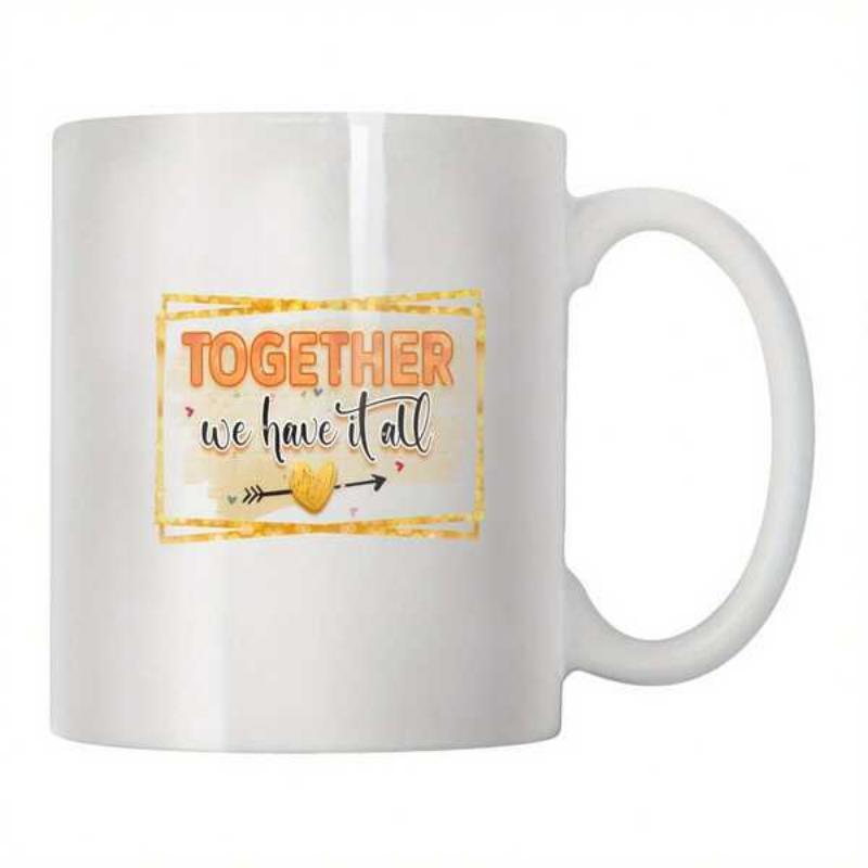 Tailorly White Ceramic 11 oz Mug - Together We Have It All Golden Glitter Frame Featuring An Arrow With A Small Heart Mug