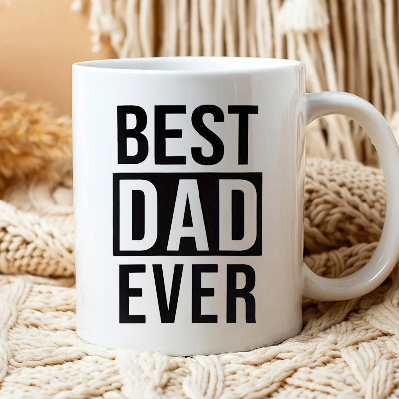 Tailorly White Ceramic 11 oz Mug - Best Dad Ever Bold Minimalist Block Typography Inside A Solid Black Rectangular Frame Mug