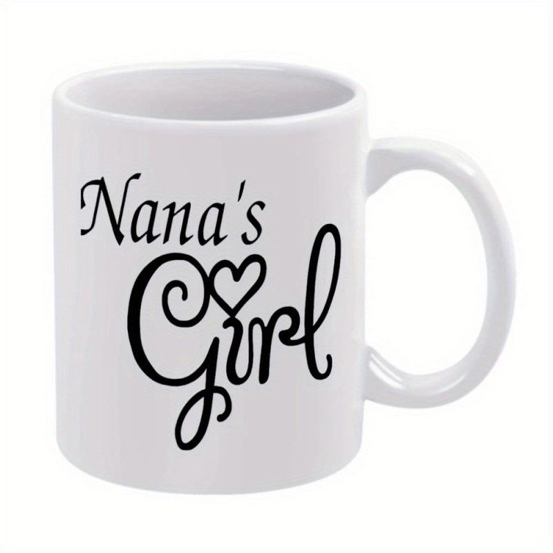 Tailorly White Ceramic 11 oz Mug - Nanas Girl Minimalist Artistic Script Typography With A Delicate Small Heart Lettering