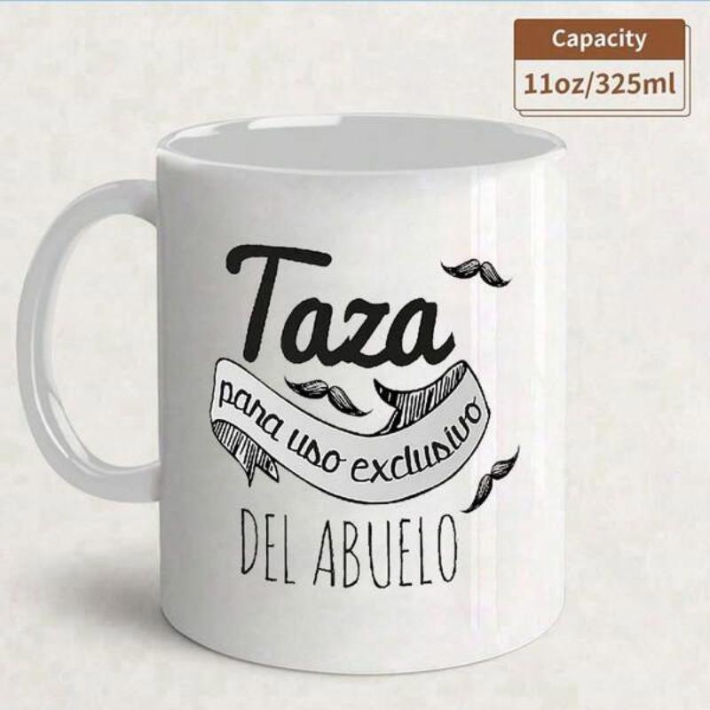 Tailorly White Ceramic 11 oz Mug - Minimalist Black Printed Graphic Design Featuring Small Mustaches And Banner Mug