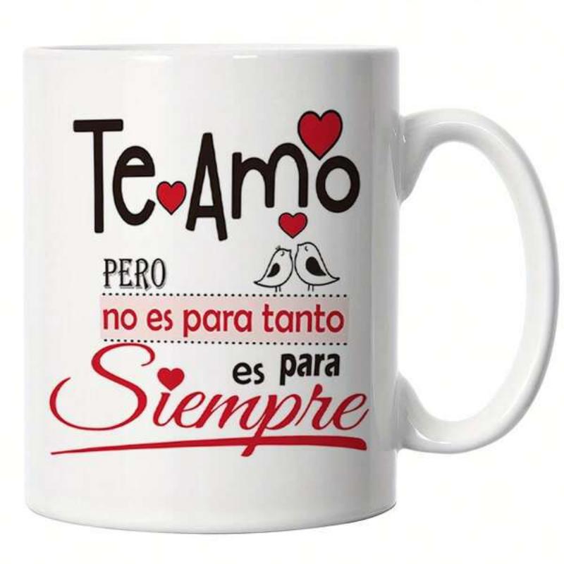 Tailorly White Ceramic 11 oz Mug - Two Sweet Little Birds Among Red Hearts Floating Above Artistic Cursive Script Bird