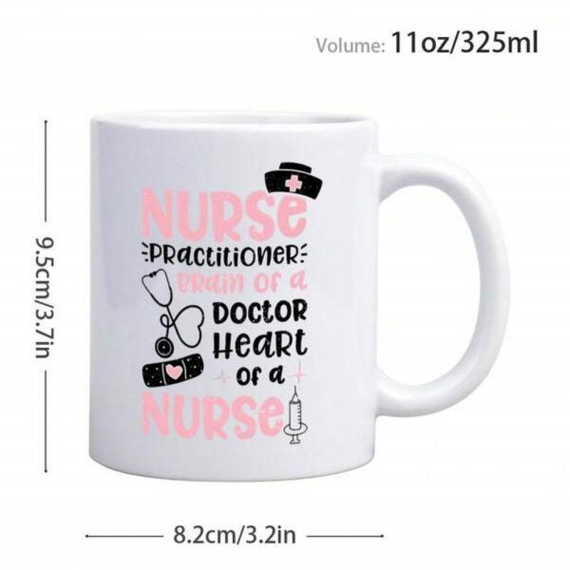 Tailorly White Ceramic 11 oz Mug - Nurse Practitioner Brain Of A Doctor Heart Of A Nurse Cute Professional Medical Icons With Pink Heart Accents Mug